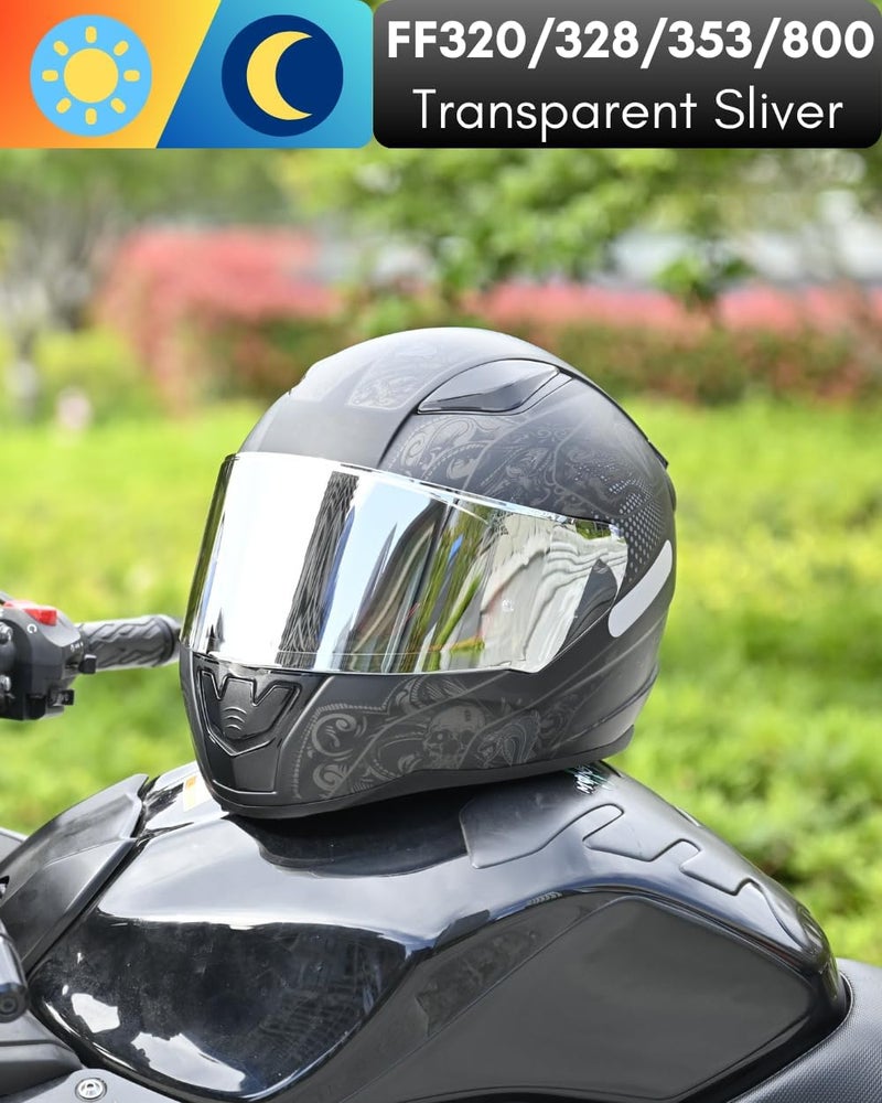 Logto Compatible with LS2 FF353/320/328/800 Helmets Visor Tint Replacement Motorcycle Helmet Face Shield (Transparent Silver) - Image 4